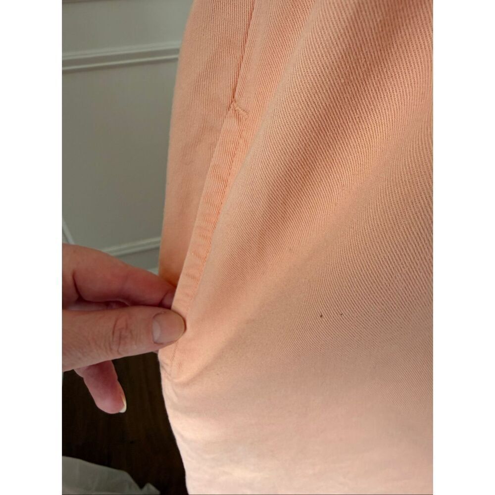 Vintage 80s Fads 100% Cotton Button Front Dress Peach Orange L - Picture 4 of 7